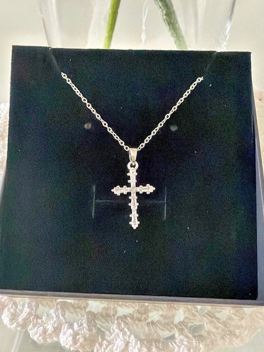 Shine's Steel Cross Pendant Necklace in Silver NWT